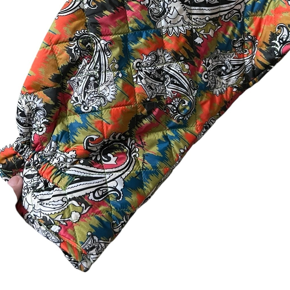 Emily Lovelock multicolor paisley quilted zip front boxy jacket colorful - Picture 7 of 11